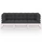 Preview: 3-Sitzer-Gartensofa mit Kissen Kiefer Massivholz