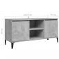 Preview: TV-Schrank mit Metallbeinen Betongrau 103,5x35x50 cm