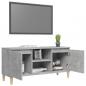 Preview: TV-Schrank mit Massivholz-Beinen Betongrau 103,5x35x50 cm