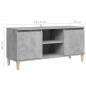 Preview: TV-Schrank mit Massivholz-Beinen Betongrau 103,5x35x50 cm