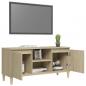 Preview: TV-Schrank mit Massivholz-Beinen Sonoma-Eiche 103,5x35x50 cm