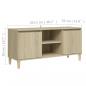 Preview: TV-Schrank mit Massivholz-Beinen Sonoma-Eiche 103,5x35x50 cm