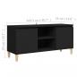 Preview: TV-Schrank mit Massivholz-Beinen Schwarz 103,5x35x50 cm