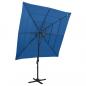 Preview: ARDEBO.de - Sonnenschirm mit Aluminium-Mast 4-lagig Azurblau 250x250 cm