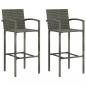 Preview: 3-tlg. Garten-Bar-Set mit Armlehnen Poly Rattan Grau