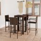 Preview: ARDEBO.de - 5-tlg. Garten-Bar-Set mit Armlehnen Poly Rattan Braun