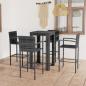 Preview: ARDEBO.de - 5-tlg. Garten-Bar-Set mit Armlehnen Poly Rattan Grau