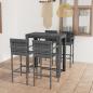 Preview: ARDEBO.de - 5-tlg. Garten-Bar-Set mit Armlehnen Poly Rattan Grau