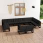 Preview: ARDEBO.de - 12-tlg. Garten-Lounge-Set mit Kissen Schwarz Massivholz Kiefer