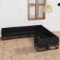 Preview: ARDEBO.de - 9-tlg. Garten-Lounge-Set mit Kissen Schwarz Massivholz Kiefer