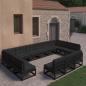 Preview: ARDEBO.de - 13-tlg. Garten-Lounge-Set mit Kissen Schwarz Massivholz Kiefer