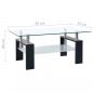 Preview: Couchtisch Schwarz Transparent 95x55x40 cm Hartglas