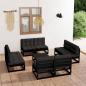 Preview: ARDEBO.de - 9-tlg. Garten-Lounge-Set mit Kissen Massivholz Kiefer