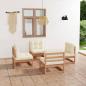 Preview: ARDEBO.de - 4-tlg. Garten-Lounge-Set mit Kissen Kiefer Massivholz