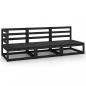 Preview: ARDEBO.de - 3-tlg. Garten-Lounge-Set Schwarz Massivholz Kiefer