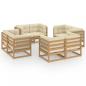 Preview: ARDEBO.de - 8-tlg. Garten-Lounge-Set mit Kissen Kiefer Massivholz