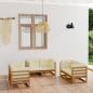 Preview: ARDEBO.de - 6-tlg. Garten-Lounge-Set mit Kissen Kiefer Massivholz