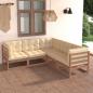 Preview: ARDEBO.de - 5-tlg. Garten-Lounge-Set mit Kissen Massivholz Kiefer