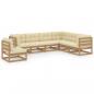 Preview: ARDEBO.de - 7-tlg Garten-Lounge-Set mit Kissen Honigbraun Massivholz Kiefer