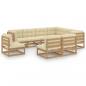 Preview: ARDEBO.de - 9-tlg Garten-Lounge-Set mit Kissen Honigbraun Massivholz Kiefer