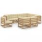 Preview: ARDEBO.de - 9-tlg Garten-Lounge-Set mit Kissen Honigbraun Massivholz Kiefer