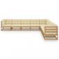 Preview: 9-tlg Garten-Lounge-Set mit Kissen Honigbraun Massivholz Kiefer