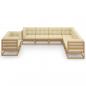 Preview: 9-tlg Garten-Lounge-Set mit Kissen Honigbraun Massivholz Kiefer