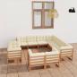 Preview: ARDEBO.de - 11-tlg. Garten-Lounge-Set mit Kissen Honigbraun Massivholz