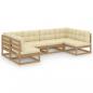 Preview: 6-tlg Garten-Lounge-Set mit Kissen Honigbraun Massivholz Kiefer