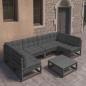 Preview: ARDEBO.de - 7-tlg. Garten-Lounge-Set mit Kissen Schwarz Massivholz Kiefer