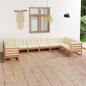 Preview: ARDEBO.de - 10-tlg. Garten-Lounge-Set mit Kissen Honigbraun Massivholz