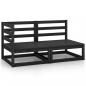 Preview: ARDEBO.de - 2-tlg. Garten-Lounge-Set Schwarz Massivholz Kiefer