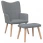 Preview: ARDEBO.de - Relaxsessel mit Hocker Hellgrau Stoff