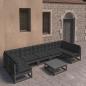 Preview: ARDEBO.de - 8-tlg. Garten-Lounge-Set mit Kissen Schwarz Massivholz Kiefer