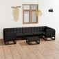 Preview: ARDEBO.de - 8-tlg. Garten-Lounge-Set mit Kissen Schwarz Massivholz Kiefer