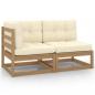 Preview: ARDEBO.de - 2tlg. Garten-Lounge-Set mit Kissen Honigbraun Massivholz Kiefer