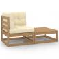 Preview: ARDEBO.de - 2-tlg. Garten-Lounge-Set Kissen Honigbraun Massivholz Kiefer