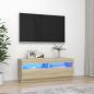 Preview: ARDEBO.de - TV-Schrank mit LED-Leuchten Sonoma-Eiche 100x35x40 cm