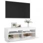 Preview: TV-Schrank mit LED-Leuchten Hochglanz-Weiß 100x35x40 cm