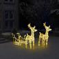 Preview: ARDEBO.de - Rentiere & Schlitten Weihnachtsdekoration 160 LEDs 130 cm Acryl