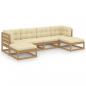 Preview: 6-tlg Garten-Lounge-Set mit Kissen Honigbraun Massivholz Kiefer