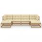 Preview: 6-tlg Garten-Lounge-Set mit Kissen Honigbraun Massivholz Kiefer