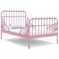 Preview: ARDEBO.de - Ausziehbett Rosa Metall 80x130/200 cm