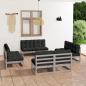 Preview: ARDEBO.de - 8-tlg. Garten-Lounge-Set mit Kissen Kiefer Massivholz