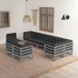 Preview: ARDEBO.de - 9-tlg. Garten-Lounge-Set mit Kissen Massivholz Kiefer