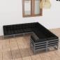 Preview: ARDEBO.de - 8-tlg. Garten-Lounge-Set mit Kissen Grau Massivholz Kiefer