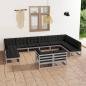 Preview: ARDEBO.de - 12-tlg. Garten-Lounge-Set mit Kissen Grau Massivholz Kiefer