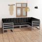 Preview: ARDEBO.de - 6-tlg. Garten-Lounge-Set mit Kissen Grau Massivholz Kiefer