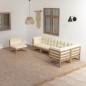 Preview: ARDEBO.de - 6-tlg. Garten-Lounge-Set mit Kissen Kiefer Massivholz