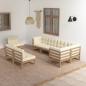 Preview: ARDEBO.de - 8-tlg. Garten-Lounge-Set mit Kissen Massivholz Kiefer